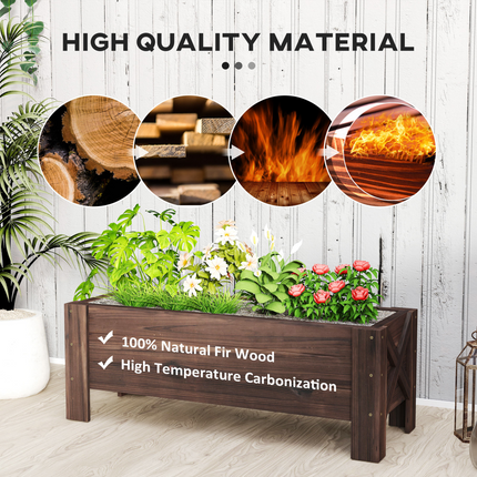 Outsunny Wooden Raised Garden Bed Planter - Durable 100x36.5x36cm Design