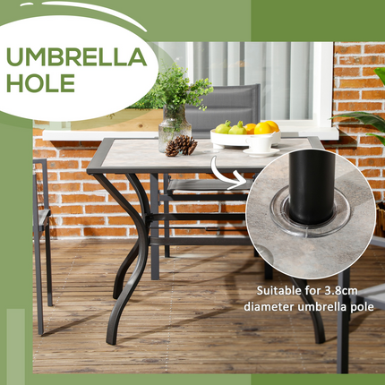 Outsunny 4-Person Steel Patio Table with Umbrella Hole - Perfect for Outdoor Fun!