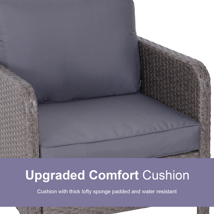 5 Pcs Rattan Furniture Set, Steel Frame-Grey