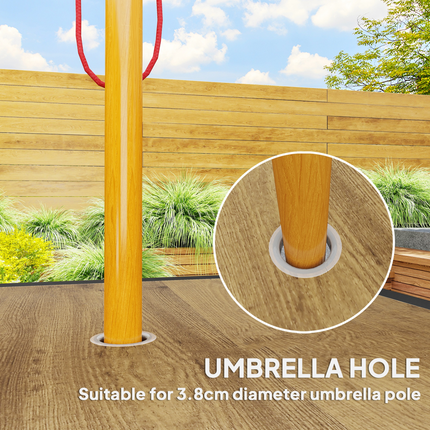 Outsunny Garden Table with Parasol Hole w/ PC Board Tabletop for 4 Persons