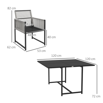 Outsunny 5 Pieces Patio Dining Set with Foldable Back, Light Grey