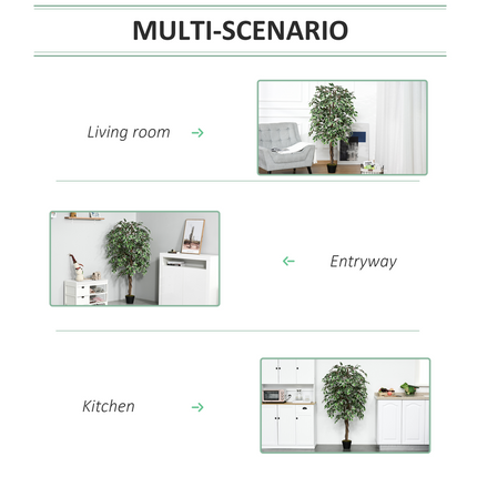Artificial Ficus Silk Tree with Nursery Pot, Decorative Fake Plant, 160cm