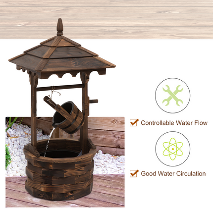 Fir Wood Outdoor Garden Decor Wishing Well Waterfall