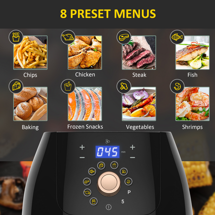 Air Fryer 5.5L 1700W – Digital Display with Adjustable Temperature