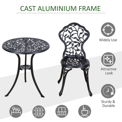Cast Aluminium 3 Pcs Bistro Set-Black
