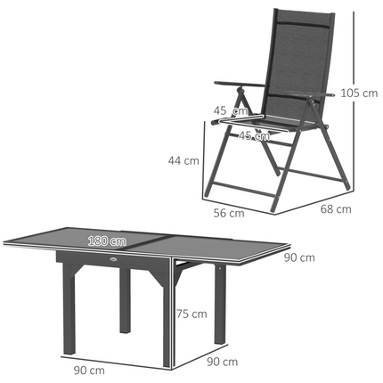 Versatile Seven-Piece Dining Set with Expandable Table for 4-6 People