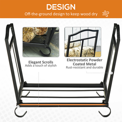 Firewood Log Rack Log Holder Wood Storage Rack with Scrolls Foldable In Outdoors