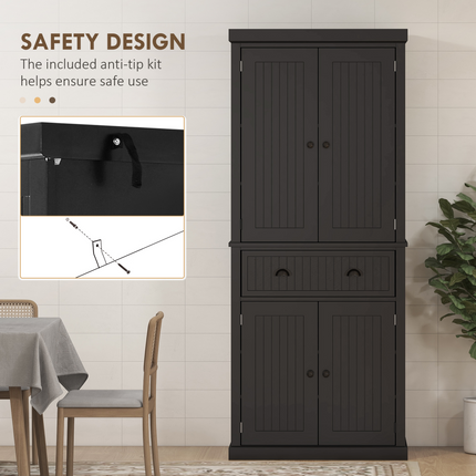 Freestanding Kitchen Storage Cabinet – Drawers, Shelves, Cupboards, Black
