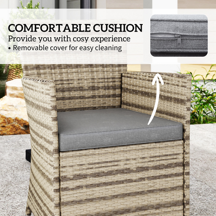 Outsunny Rattan Dining Set for 4 with Cushions for Patio, Balcony, Grey