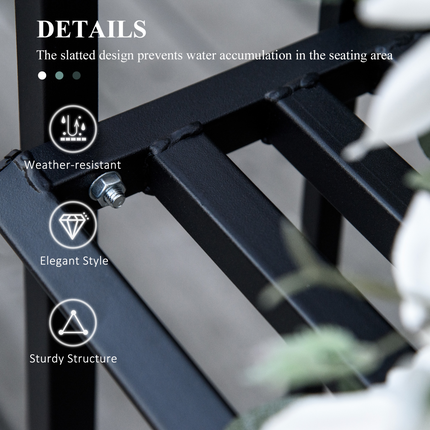 Steel Frame Outdoor Garden Arch w/ 2-Seater Bench Black
