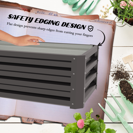 Outsunny Galvanized Steel Raised Planter Box Set - Grey, 2 Pack