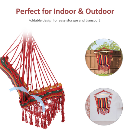 Hammock Chair Swing Colourful Striped Seat Porch Indoor Outdoor Hanging Beach