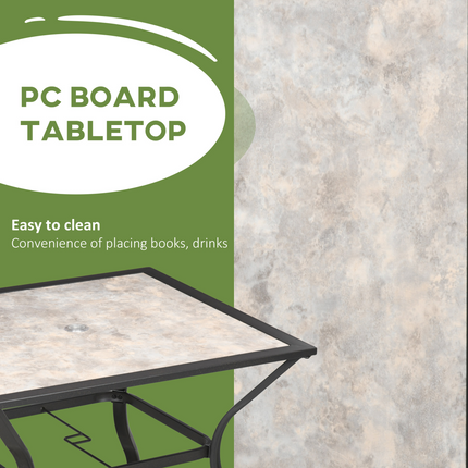 Outsunny 4-Person Steel Patio Table with Umbrella Hole - Perfect for Outdoor Fun!