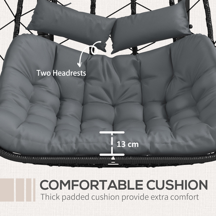 Outsunny PE Hanging Swing Chair with Thick Cushion, Patio Hanging Chair, Black