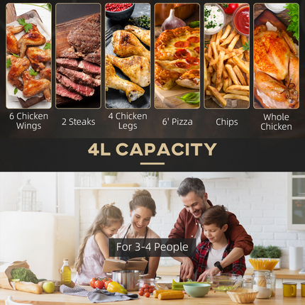 Air Fryer 4L 1300W – Rapid Air Circulation, Timer & Nonstick Basket