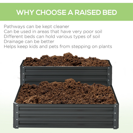Outsunny Galvanised 2-Tier Raised Garden Bed Planter – Durable & Functional