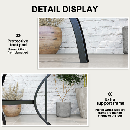 Outsunny Garden Table with Parasol Hole for Four, Slatted Metal Plate Top