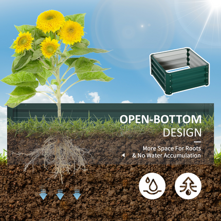 Outsunny Set of 2 Raised Garden Bed Galvanised Planter Box Easy Setup Green