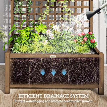 Wooden Trellis Planter with Drain Holes, Privacy Screen Raised Beds for Garden
