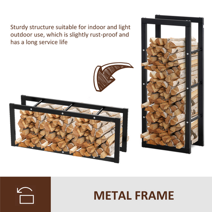 Metal Rust-Resistant Firewood Log Rack Black