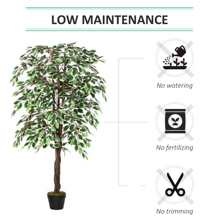 Artificial Ficus Silk Tree with Nursery Pot, Decorative Fake Plant, 160cm