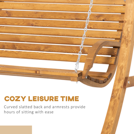 Outsunny 2 Seater Garden Swing Seat Swing Chair, Outdoor Wooden Swing Bench Seat