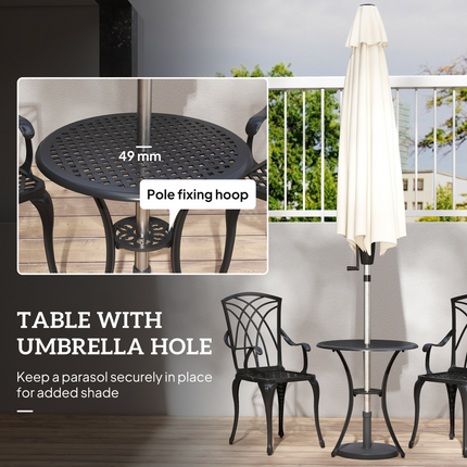 Cast Aluminium 2-Seater Outdoor Garden Table & Chair Set Brown