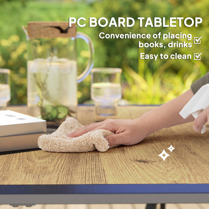 Outsunny Garden Table with Parasol Hole w/ PC Board Tabletop for 4 Persons