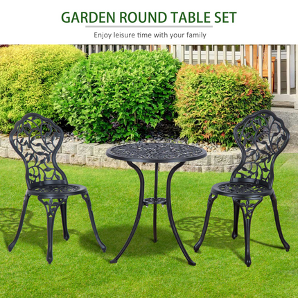 Cast Aluminium 3 Pcs Bistro Set-Black