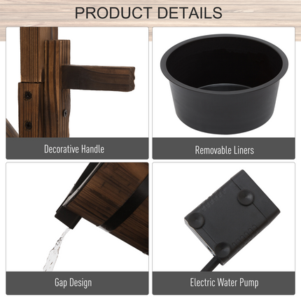 Fir Wood Outdoor Garden Decor Wishing Well Waterfall