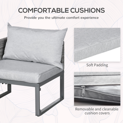Outsunny 3-in-1 Chair Coffee Table Lounger Seater Sofa w/ Steel Frame Furniture