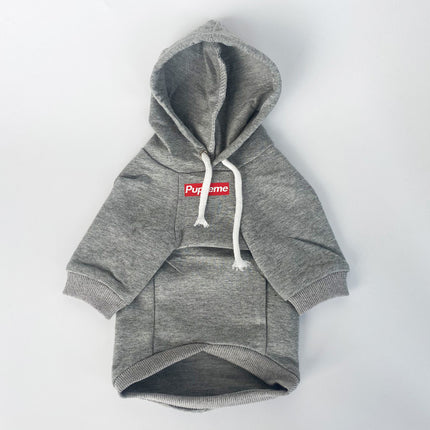 Cotton Dog Hoodie – Pet Clothes with Hood – Grey Sweater Style