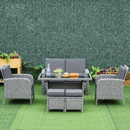 6 PCS Patio Rattan Dining Table Sets All Weather PE Wicker Sofa Furniture Set