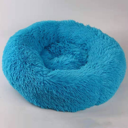 Round Plush Pet Kennel – Thick Soft Bed for Cats and Small Dogs