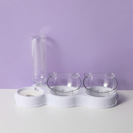 Cat Double Bowl Feeder – Automatic Drinking Water & Food Dispenser