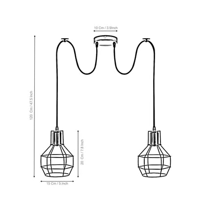 Retro Industrial 2-Way Ceiling Pendant Light – Indoor Hanging Chandelier