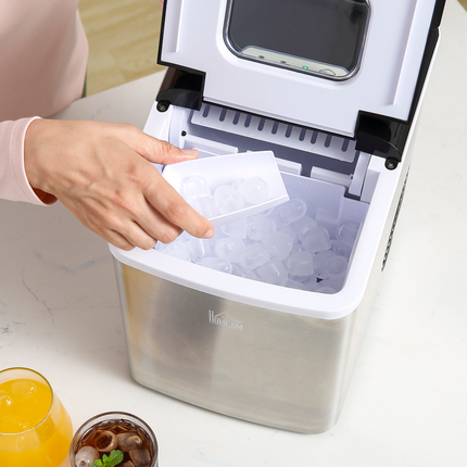 HOMCOM Portable Ice Maker – Countertop Ice Cube Machine for Home, Black