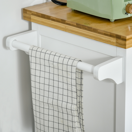 Rolling Kitchen Cart Storage Trolley with Drawer Towel Rail White