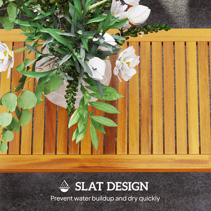 Outsunny 4 Seater Acacia Wood Patio Conversation Set Slatted Design Teak