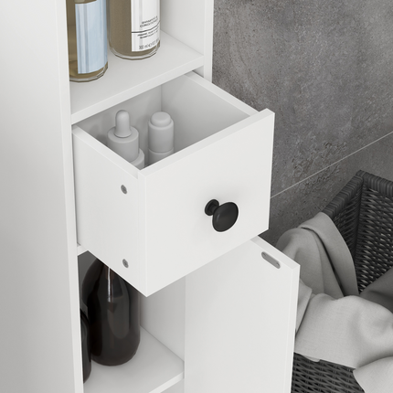 Kleankin Slim Bathroom Cabinet, Toilet Roll Storage w/ Open Shelves, White