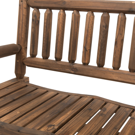 2-Seater Rocking Bench Wood Frame Curved Dark Stain Brown