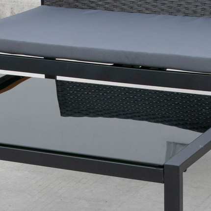 4-Seater Outdoor PE Rattan Table and Chairs Set Black