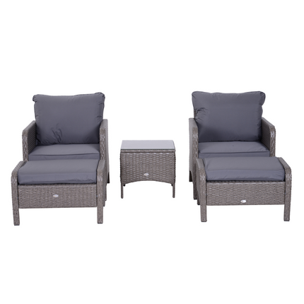 5 Pcs Rattan Furniture Set, Steel Frame-Grey