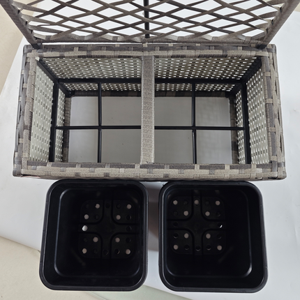 Outsunny Garden PE Rattan Planter Box with Trellis Flower Raised Bed 57x30x107cm