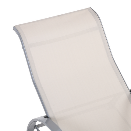 3 Pieces Lounge Chair Set Garden Sunbathing Chair w/ Table Cream Outsunny