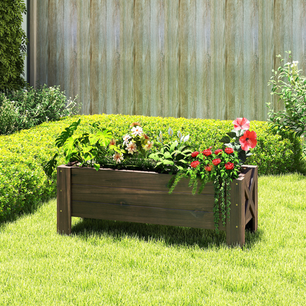 Outsunny Wooden Raised Garden Bed Planter - Durable 100x36.5x36cm Design