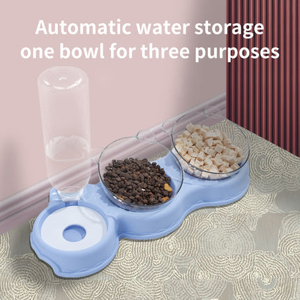 Cat Double Bowl Feeder – Automatic Drinking Water & Food Dispenser