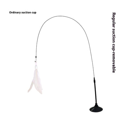 Cat Teaser Toy with Bell, Feather & Suction Cup – Bite-Resistant Interactive Play