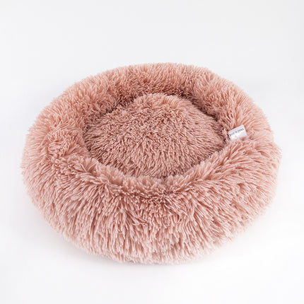 Round Plush Pet Kennel – Thick Soft Bed for Cats and Small Dogs