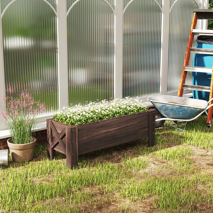 Outsunny Wooden Raised Garden Bed Planter - Durable 100x36.5x36cm Design